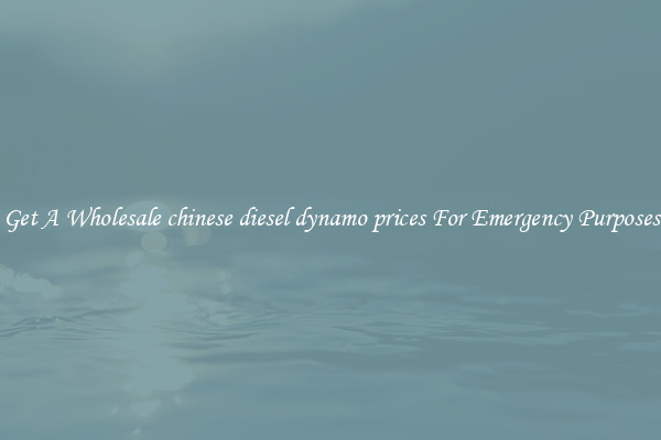 Get A Wholesale chinese diesel dynamo prices For Emergency Purposes